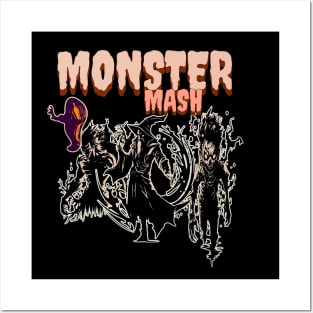 Monster Mash, Vintage Ghost Halloween, Monster, Retro Fall, Happy Halloween Day Posters and Art